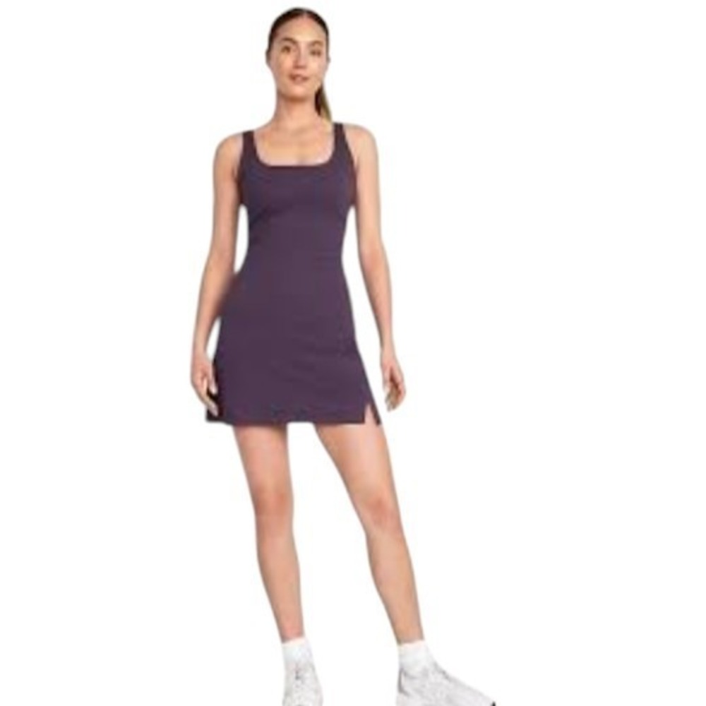 Old Navy PowerSoft Athletic Dress, Size Medium, Dark Purple Built-In Shorts Bra